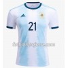 Argentina Matchtröjor Paulo Dybala 21 Hemma Fotbollströja Copa América 2019 Kortärmad